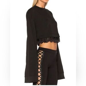 NEW Fenty x Puma Rhianna Black Knit Oversized Long Sleeve Crop Sweatshirt LARGE